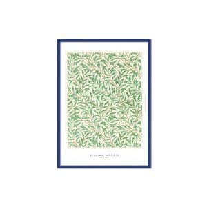 Poster & Frame | Green Leaves, Størrelse A2, Ramme Blue wood