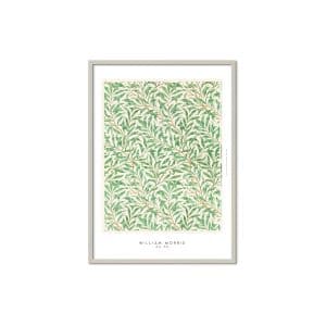 Poster & Frame | Green Leaves, Størrelse A2, Ramme Cashmere grey wood