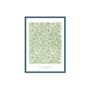Poster & Frame | Green Leaves, Størrelse A2, Ramme Indian teal petroleum wood