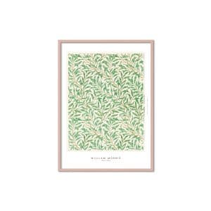 Poster & Frame | Green Leaves, Størrelse A2, Ramme Pink wood