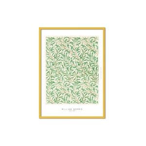 Poster & Frame | Green Leaves, Størrelse A2, Ramme Yellow wood