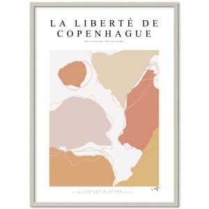 Poster & Frame | La Liberté De Copenhague, Størrelse A2, Ramme Cashmere grey wood