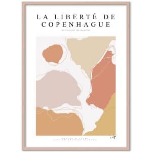 Poster & Frame | La Liberté De Copenhague, Størrelse A2, Ramme Pink wood