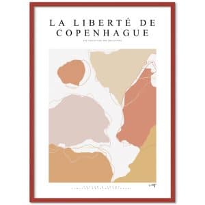 Poster & Frame | La Liberté De Copenhague, Størrelse A2, Ramme Red wood
