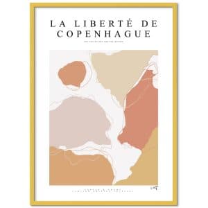Poster & Frame | La Liberté De Copenhague, Størrelse A2, Ramme Yellow wood