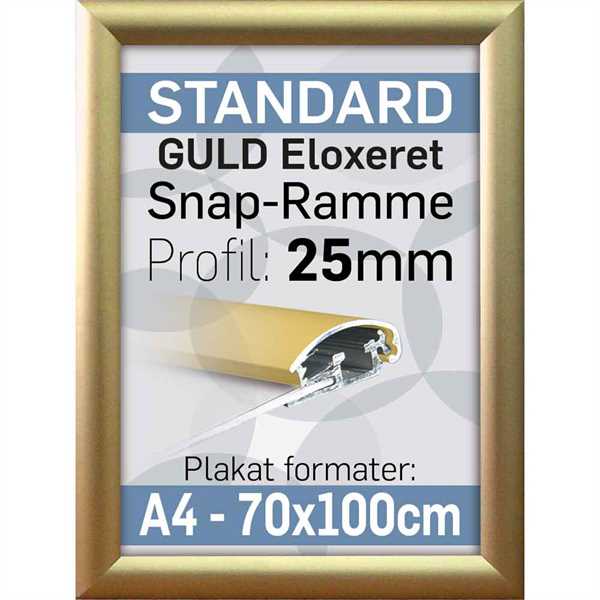 Snap ramme m 25 mm Alu profil - Guldeloxeret - Poster: A2 - 42 x 59,4 cm