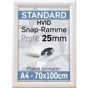 Snap ramme m 25 mm Alu profil - Hvid - Poster: A2 - 42 x 59,4 cm