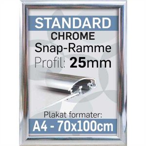 Snap ramme m 25 mm Alu profil - Krom - Poster: A2 - 42 x 59,4 cm